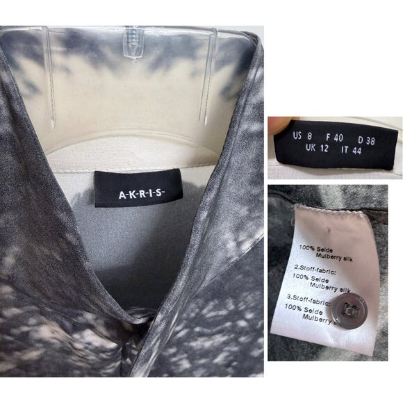 Akris Three Women Vivian Maier Print Silk Top Blouse Black Gray Photo Car 8 - Picture 3 of 16